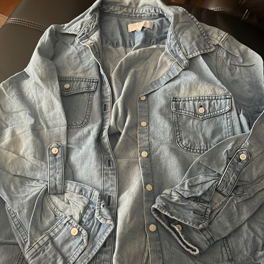Talbots long sleeve button up jean shirt